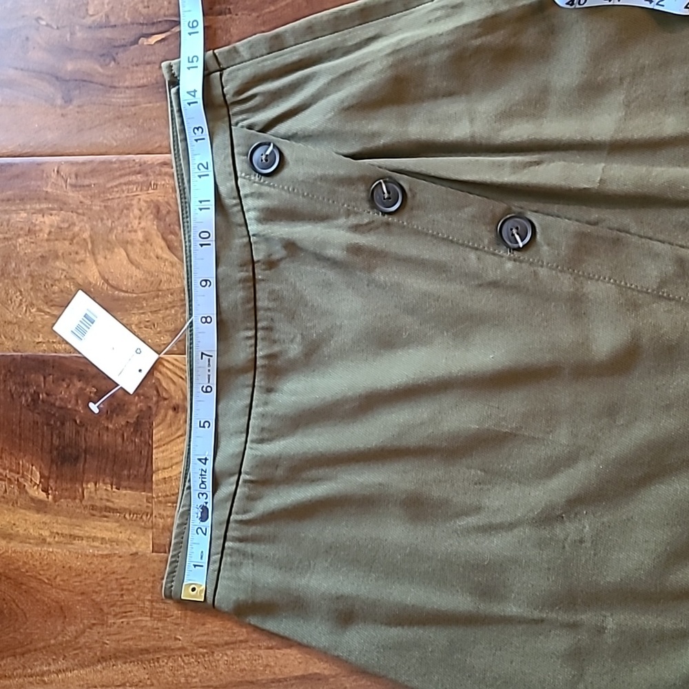 Banana Republic Khaki Green Faux Wrap Skirt with Button Accent - Picture 5 of 8